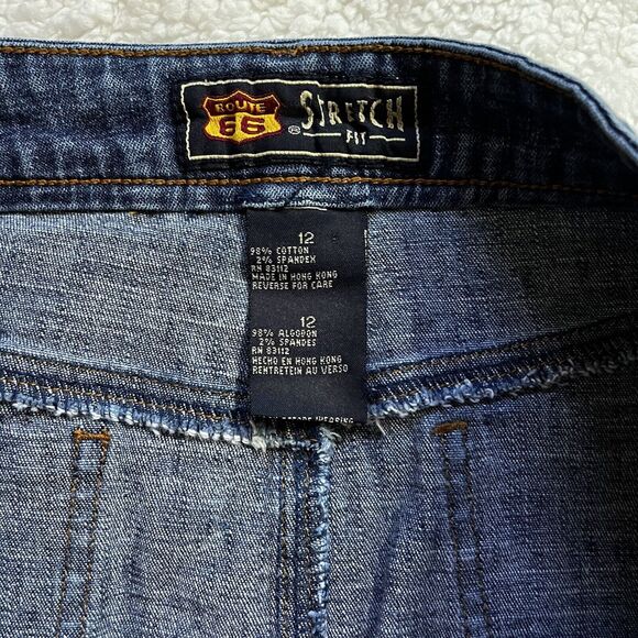 Route 66 Skirt Womens Size 12 Jean Denim Stretch 5 Pocket Vent Blue Casual - Picture 2 of 5